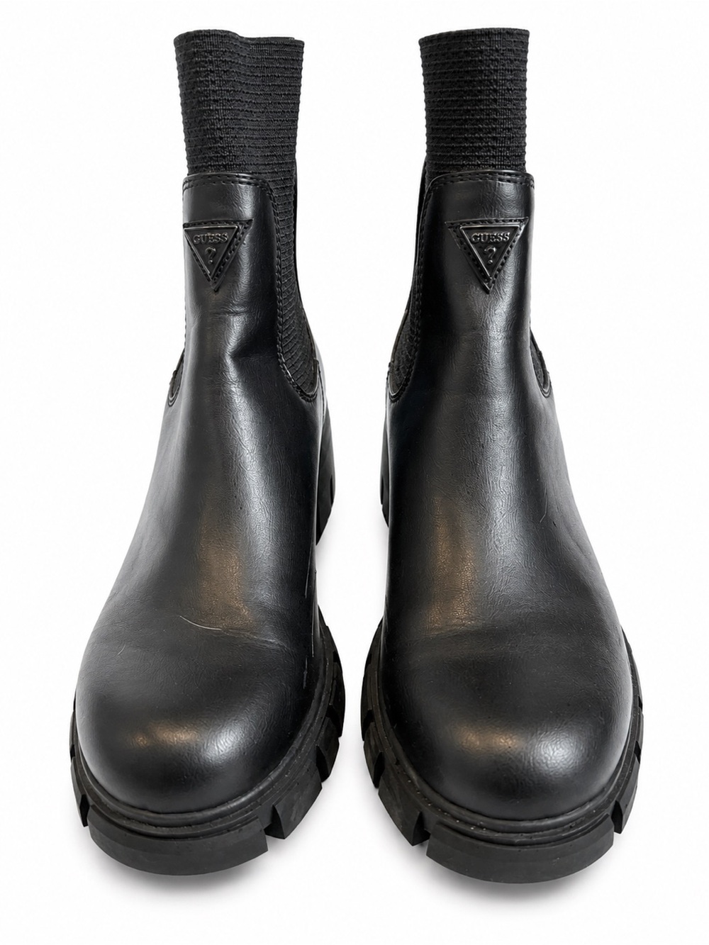 Guess Black Leather Lug-Sole Chelsea Boots
